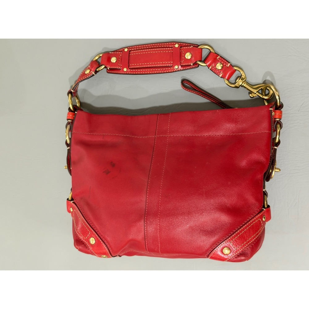Coach 10615 Ergo Hobo Bag Womens Red Leather Brass Hardware Good Condition - Picture 2 of 16